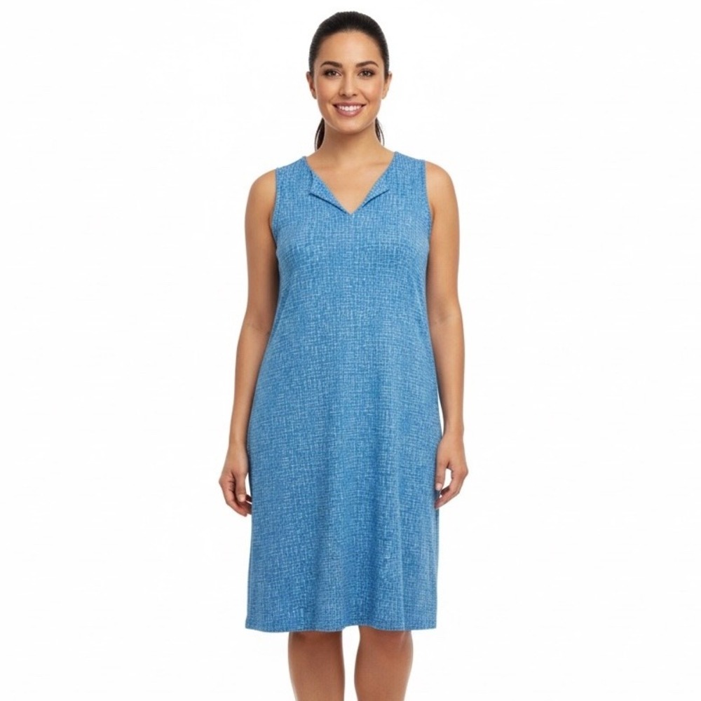 J McLaughlin‎ Ellison Shift Dress Women Medium Blue Catalina Cloth Knee Length